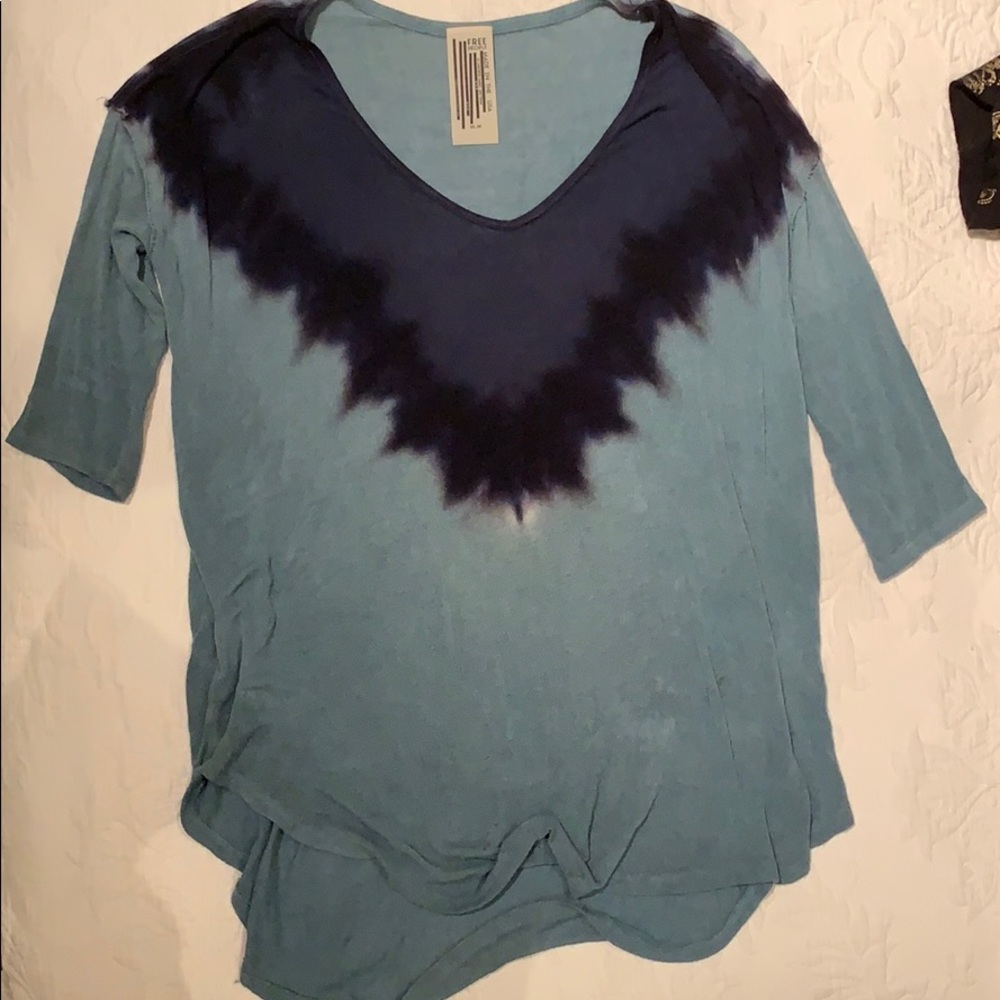 Blue Free People Tie Dye Light Sweater